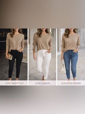 Alice + Olivia Taupe Sequin Sweater | Elevated Neutral Knit